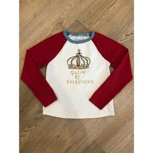 Johnnie B Red & White Long Sleeved Glittery ‘Queen of Everything’ Tee, Girls 11/